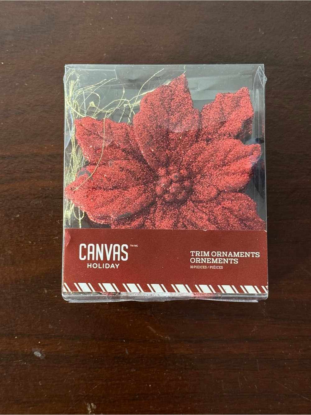 Red Poinsettia Trim Ornament - Set 10 pièces